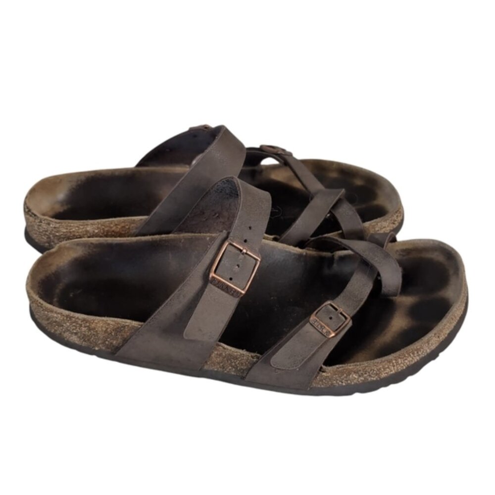 Birkenstock Mayari Oiled Leather Boho Aztec Ortho Comfort Tobacco Brown 10 - Picture 7 of 10